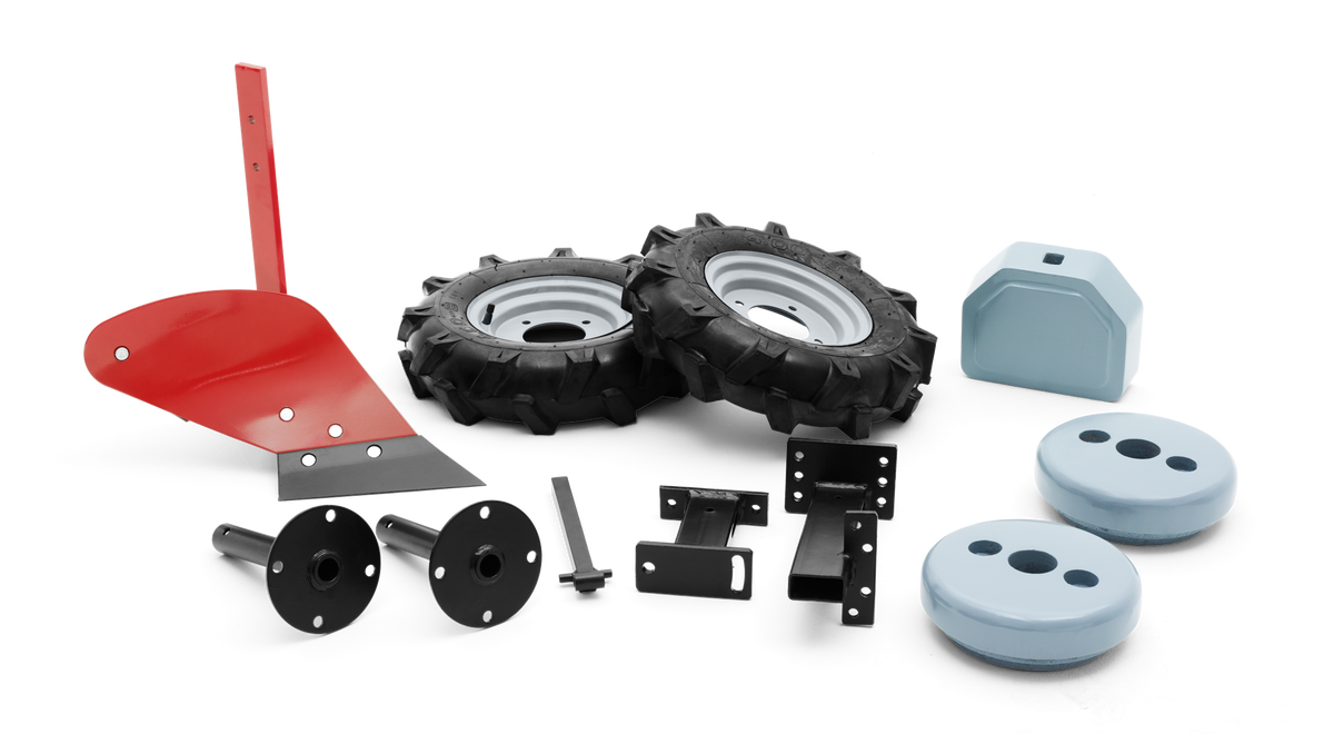 Plog med gummihjul och hjulvikter 